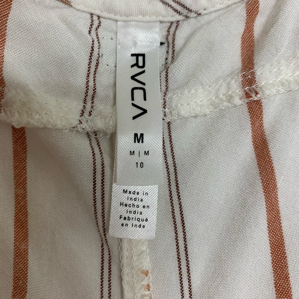 RVCA Zula Jumpsuit Overalls White Stripe Cover Up Sz M Casual Lightweight Beach - Picture 11 of 13
